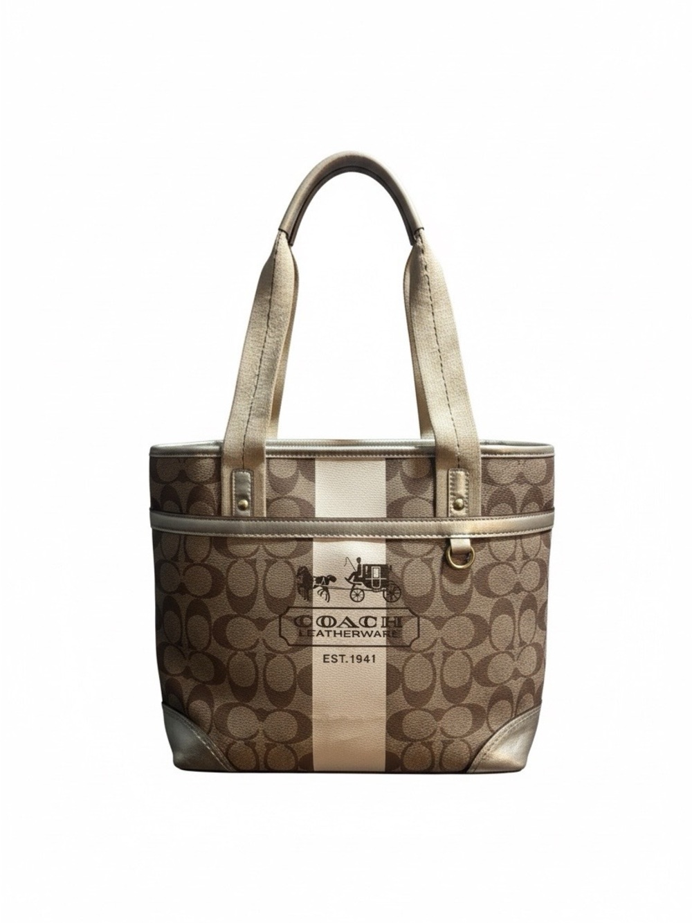 Coach Brown & Cream Signature Canvas Tote